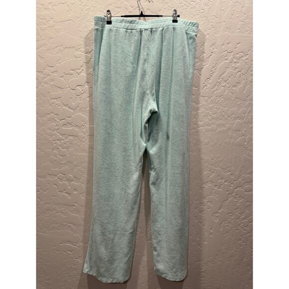 Monrow Terrycloth Wide Leg Lounge Pants XL Mint Green - Picture 2 of 3